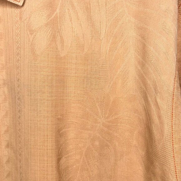Tommy Bahama Mens Shirt Silk Hawaiian Textured Floral Camp Pink Salmon XL - Picture 6 of 14
